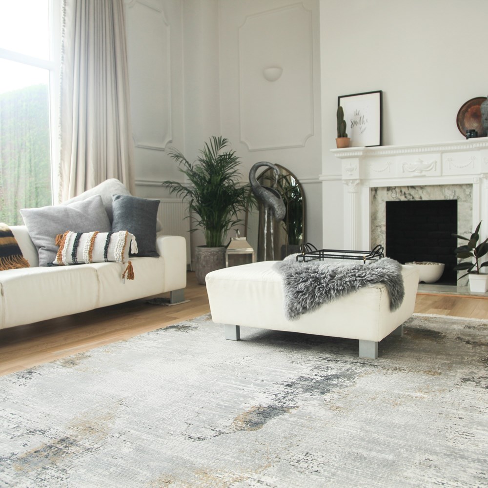 Luxury Toros Illusion Rug In Frost Grey